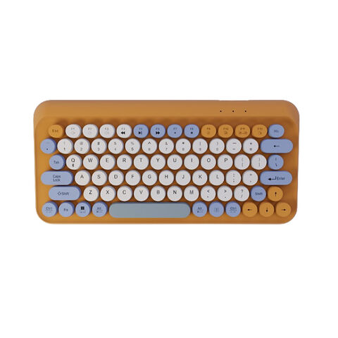 Combo de teclado inalámbrico retro colorido y ratón redondo (teclas de colores mixtos)