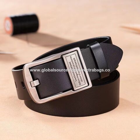 Ceinture à boucle ardillon pour homme, style rétro, mode décontractée, en cuir de vachette véritable pour jeans
