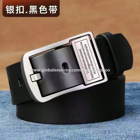 Ceinture à boucle ardillon pour homme, style rétro, mode décontractée, en cuir de vachette véritable pour jeans