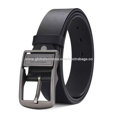 Ceinture à boucle ardillon pour homme, style rétro, mode décontractée, en cuir de vachette véritable pour jeans