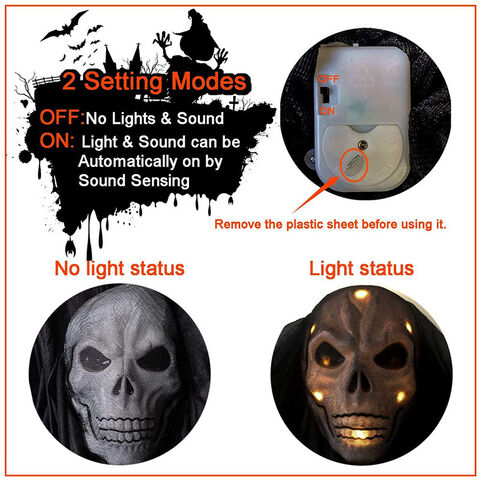 Máscara de Calavera Luminiscente Activada por Voz para Fiesta de Halloween de Alta Calidad Hecha a Mano