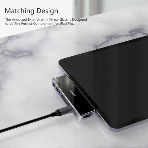 Adaptateur Hub USB 6 Ports, USB-C vers HDMI+AUX3.5+USB3.0+TF/SD+PD complet pour iPad Pro