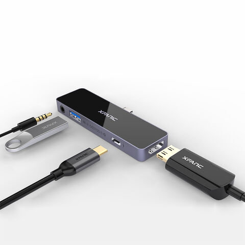 Adaptateur Hub USB 6 Ports, USB-C vers HDMI+AUX3.5+USB3.0+TF/SD+PD complet pour iPad Pro