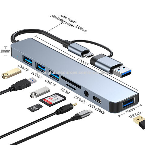 Adaptador USB-C a Ethernet LAN 3.0, Docking Station 8 en 1 con Carga, Hub Multipuerto de 8 Puertos Compatible con USB Tipo C, Lector de Tarjetas TF SD