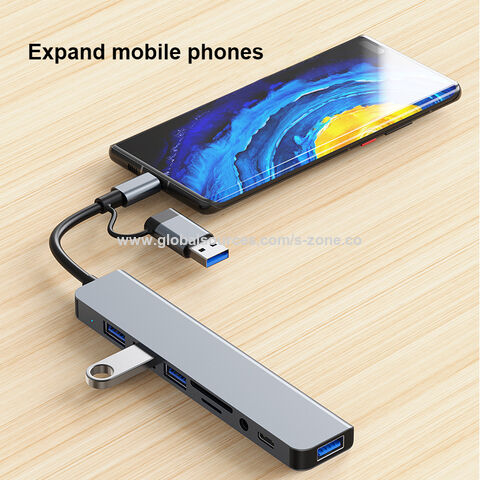Adaptador USB-C a Ethernet LAN 3.0, Docking Station 8 en 1 con Carga, Hub Multipuerto de 8 Puertos Compatible con USB Tipo C, Lector de Tarjetas TF SD