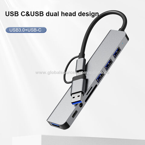 Adaptador USB-C a Ethernet LAN 3.0, Docking Station 8 en 1 con Carga, Hub Multipuerto de 8 Puertos Compatible con USB Tipo C, Lector de Tarjetas TF SD