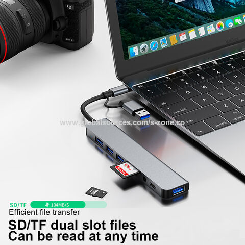 Adaptador USB-C a Ethernet LAN 3.0, Docking Station 8 en 1 con Carga, Hub Multipuerto de 8 Puertos Compatible con USB Tipo C, Lector de Tarjetas TF SD
