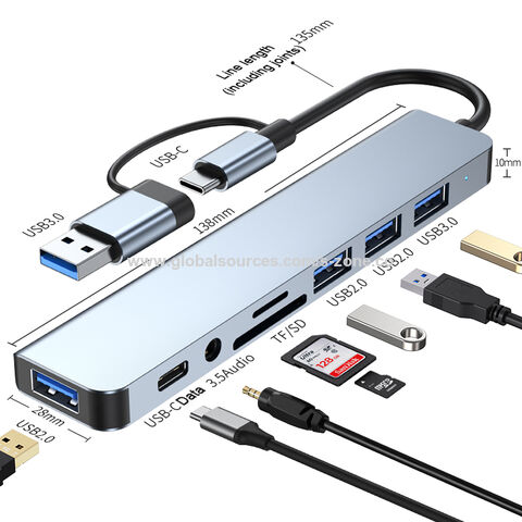 Adaptador USB-C a Ethernet LAN 3.0, Docking Station 8 en 1 con Carga, Hub Multipuerto de 8 Puertos Compatible con USB Tipo C, Lector de Tarjetas TF SD