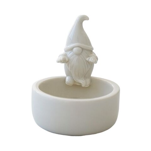 Candelabro de Papá Noel Estilo Nórdico, Adorable Portavelas Enano de Cerámica, Gnomo para Aromaterapia, Joyería, Decoración del Hogar, Adorno
