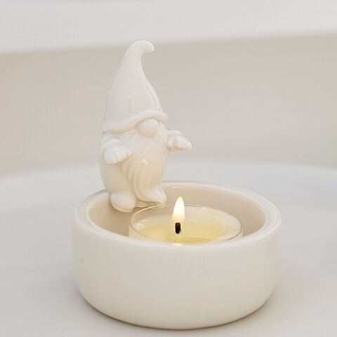 Candelabro de Papá Noel Estilo Nórdico, Adorable Portavelas Enano de Cerámica, Gnomo para Aromaterapia, Joyería, Decoración del Hogar, Adorno