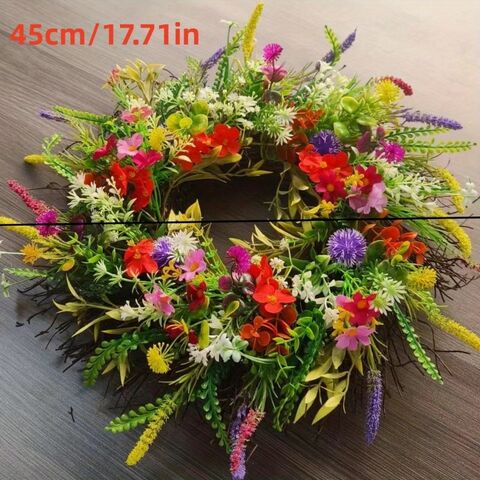 Guirnalda de flores silvestres artificiales de 45 cm para decoración del hogar, regalo de flores púrpuras promocionales