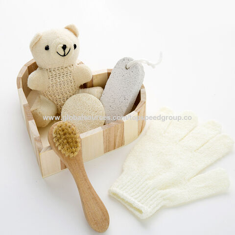 Holzeimer-Set Spa-Bad Blume Fuß Bimsstein Massagekamm Holzmassage Sisal Benutzerdefiniertes Logo