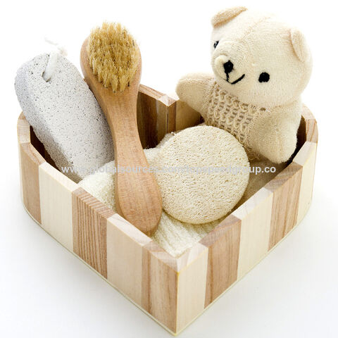 Holzeimer-Set Spa-Bad Blume Fuß Bimsstein Massagekamm Holzmassage Sisal Benutzerdefiniertes Logo