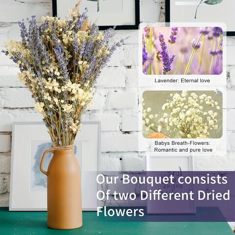 Buket Promosi Lavender Kering & Baby's Breath untuk DIY Karangan Bunga, Dekorasi Rumah & Hadiah Hari Valentine - Grosir