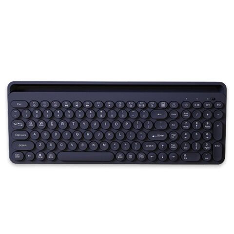 Teclado Inalámbrico de Membrana Chocolate Ultrafino, Estilo Retro Punk con Teclas Redondas y Carga