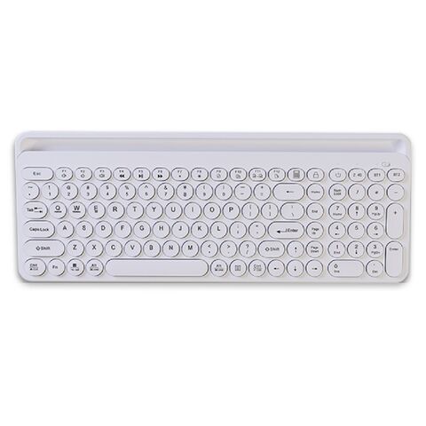 Teclado Inalámbrico de Membrana Chocolate Ultrafino, Estilo Retro Punk con Teclas Redondas y Carga