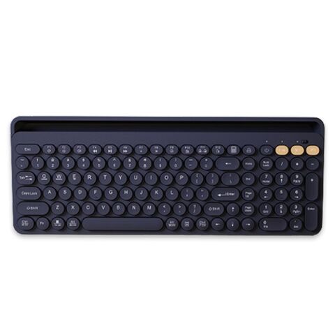 Teclado Inalámbrico de Membrana Chocolate Ultrafino, Estilo Retro Punk con Teclas Redondas y Carga