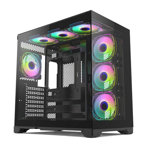 Gabinete de jogos irregular de vidro temperado, 24 anos de fábrica, torre de jogos, computador de escritório ODM OEM