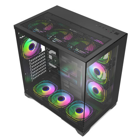 Gabinete de jogos irregular de vidro temperado, 24 anos de fábrica, torre de jogos, computador de escritório ODM OEM