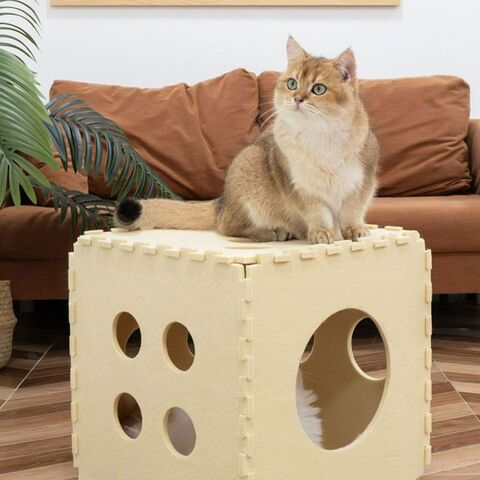 Nouveau Jouet pour Chat Petite Taille Toutes Saisons 2024 - Lit Cube Semi-Fermé