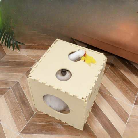 Nouveau Jouet pour Chat Petite Taille Toutes Saisons 2024 - Lit Cube Semi-Fermé