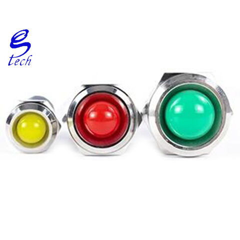 Indicador LED de metal, 6mm, rojo, cabeza plana, diseño de doble color, fuente de alimentación a prueba de lluvia, luz de señalización