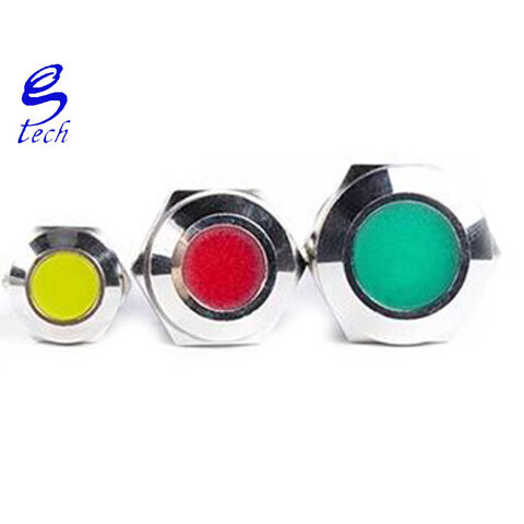Indicador LED de metal, 6mm, rojo, cabeza plana, diseño de doble color, fuente de alimentación a prueba de lluvia, luz de señalización