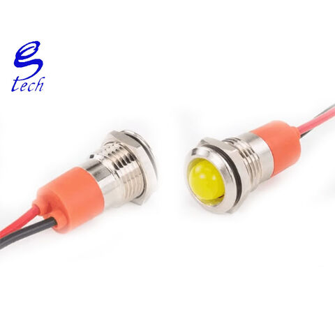 Indicador luminoso LED de cabeza plana de 6 mm, alta calidad, duradero, resistente al agua, fuente de alimentación, luz de señalización, pequeño indicador metálico
