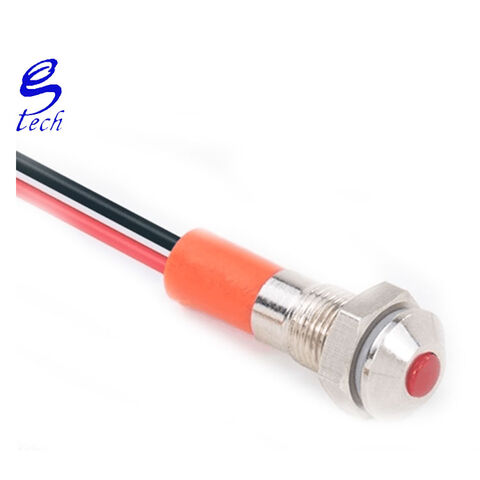 Indicador luminoso LED de cabeza plana de 6 mm, alta calidad, duradero, resistente al agua, fuente de alimentación, luz de señalización, pequeño indicador metálico