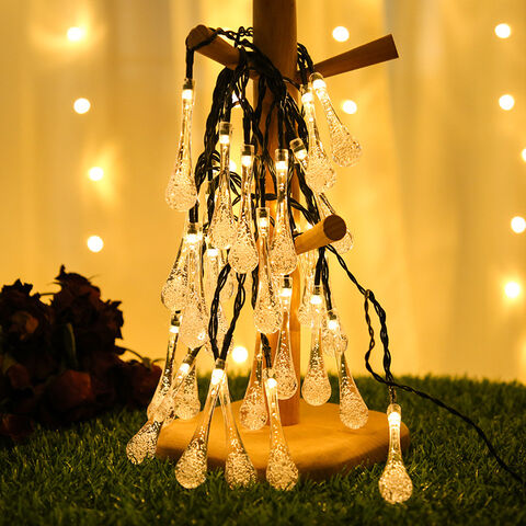 Bunte Regentropfen-Lichterkette, wasserdicht, Weihnachtsdekoration für Garten, Außenbereich, Solar- oder Batteriebetrieb