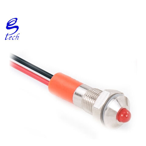 Indicador luminoso de metal pequeno de 6 mm com esfera LED, fonte de alimentação durável e à prova d'água de alta qualidade