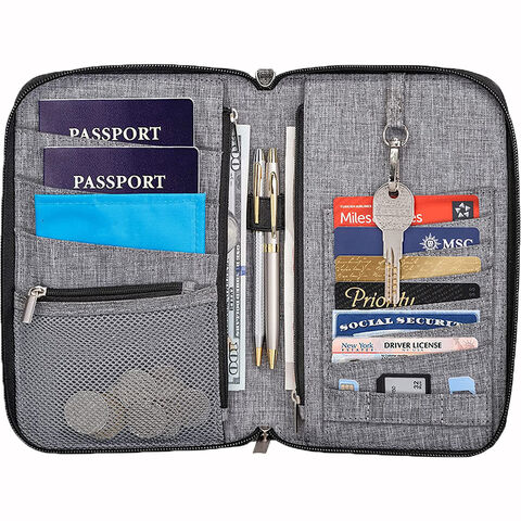 Organizador de Documentos de Viaje Familiar Premium, Billetera Grande con Protección RFID para Pasaportes