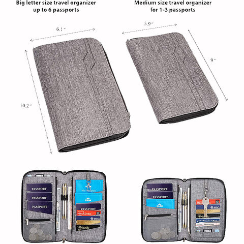 Organizador de Documentos de Viaje Familiar Premium, Billetera Grande con Protección RFID para Pasaportes