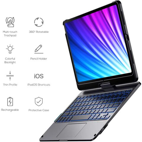 360 &deg; tournant la caisse de clavier de Bluetooth pour l'iPad pro 10,9 pouces,