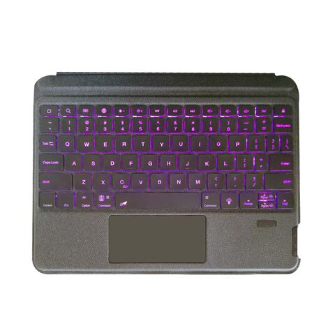 Étui folio multi-support avec clavier Bluetooth rétro-éclairage pour iPad