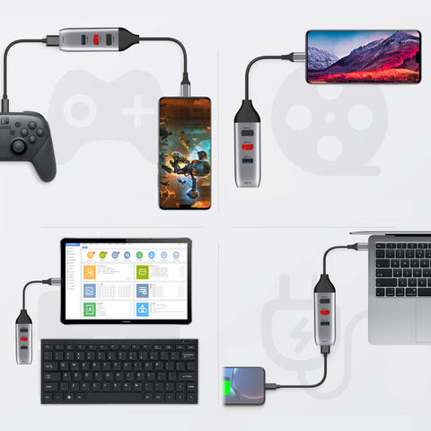 Adaptador USB-C a USB 3.0 de 4 puertos para portátiles/MacBook/tabletas y otros dispositivos tipo C - Concentrador USB C de alta velocidad