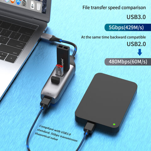 Adaptador USB-C a USB 3.0 de 4 puertos para portátiles/MacBook/tabletas y otros dispositivos tipo C - Concentrador USB C de alta velocidad
