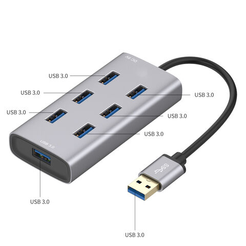 Concentrador USB 3.0 de 7 Puertos OCC (Adaptador) Divisor USB Universal para teléfonos móviles/ordenadores y dispositivos Tipo C