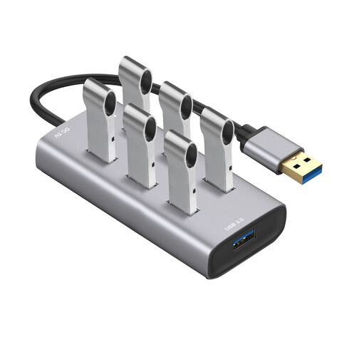 Concentrador USB 3.0 de 7 Puertos OCC (Adaptador) Divisor USB Universal para teléfonos móviles/ordenadores y dispositivos Tipo C