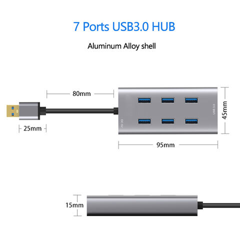 Concentrador USB 3.0 de 7 Puertos OCC (Adaptador) Divisor USB Universal para teléfonos móviles/ordenadores y dispositivos Tipo C