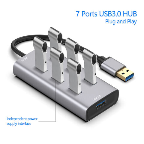 Concentrador USB 3.0 de 7 Puertos OCC (Adaptador) Divisor USB Universal para teléfonos móviles/ordenadores y dispositivos Tipo C
