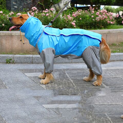 Neuer Hunde-Regenmantel für mittelgroße und große Hunde, Druckgummi, vierbeinig, mit Kapuze - Regenponcho für Haustiere