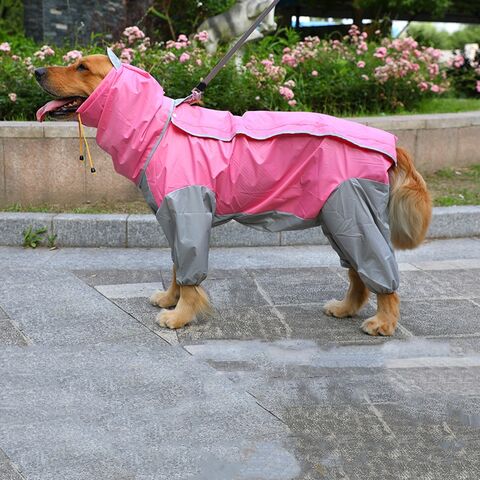 Neuer Hunde-Regenmantel für mittelgroße und große Hunde, Druckgummi, vierbeinig, mit Kapuze - Regenponcho für Haustiere
