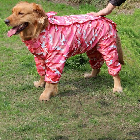 Neuer Hunde-Regenmantel für mittelgroße und große Hunde, Druckgummi, vierbeinig, mit Kapuze - Regenponcho für Haustiere