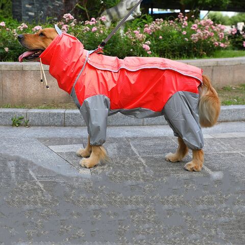 Neuer Hunde-Regenmantel für mittelgroße und große Hunde, Druckgummi, vierbeinig, mit Kapuze - Regenponcho für Haustiere