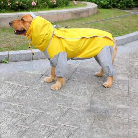 Neuer Hunde-Regenmantel für mittelgroße und große Hunde, Druckgummi, vierbeinig, mit Kapuze - Regenponcho für Haustiere