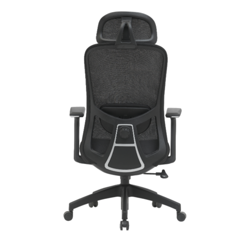 Chaise de bureau ergonomique Workwell G8003, design moderne en maille noire avec appui-tête, modèle 2024