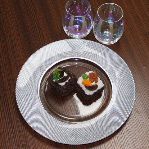 Grenzüberschreitender europäischer kreativer Gold-Silber-Glas-Abendessen-Western-Steak-Pad-Teller
