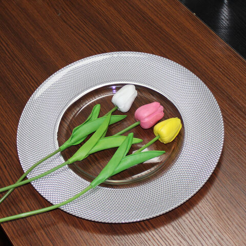 Grenzüberschreitender europäischer kreativer Gold-Silber-Glas-Abendessen-Western-Steak-Pad-Teller