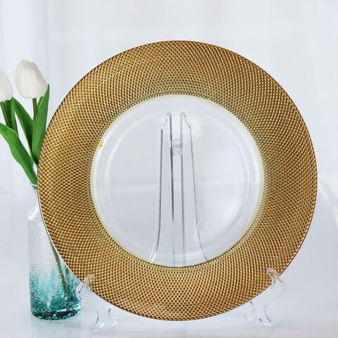 Grenzüberschreitender europäischer kreativer Gold-Silber-Glas-Abendessen-Western-Steak-Pad-Teller
